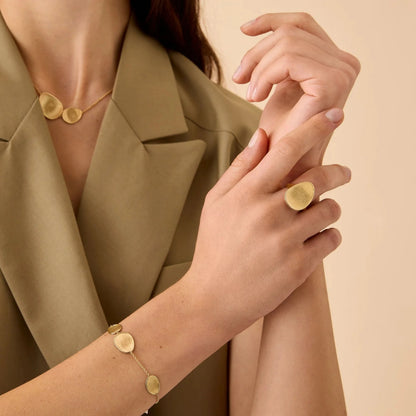 Yellow Gold Petal Station Bracelet 