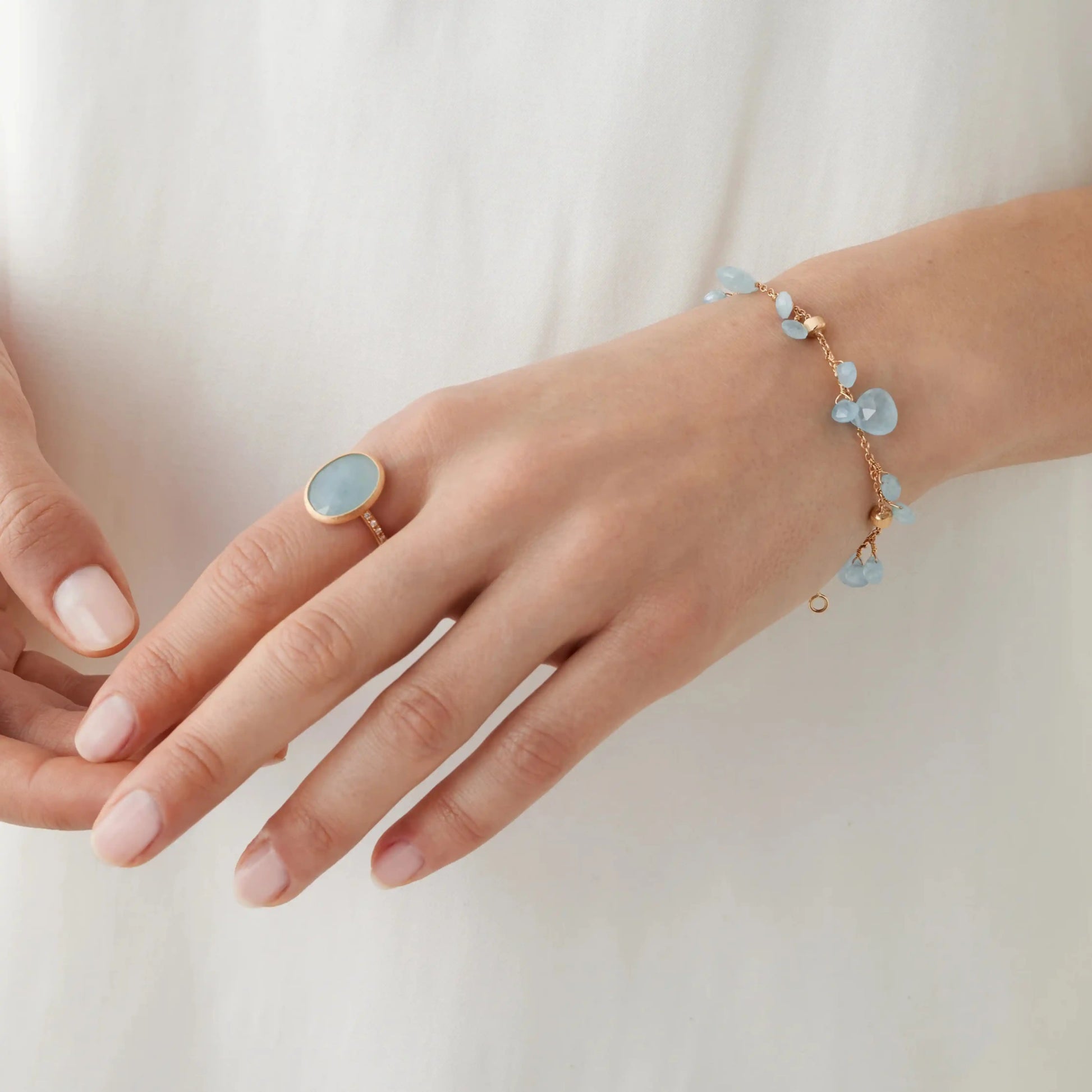 Yellow Gold Single-Strand Aquamarine Bracelet