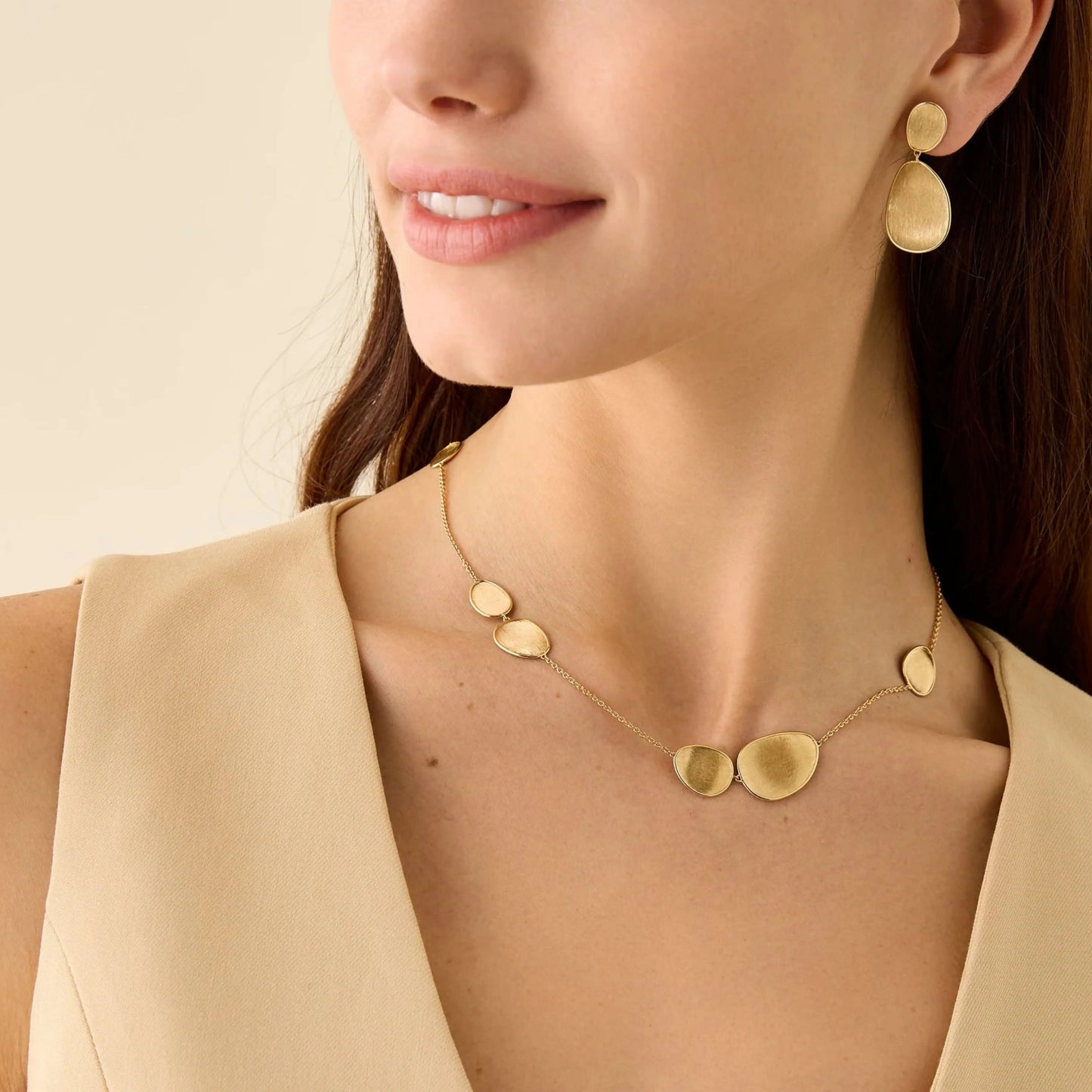 Yellow Gold Small Petal Station Necklace