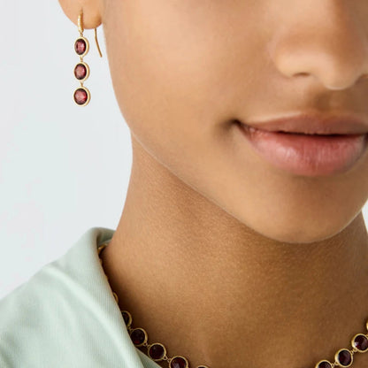 Yellow Gold Garnet Earrings with Diamonds