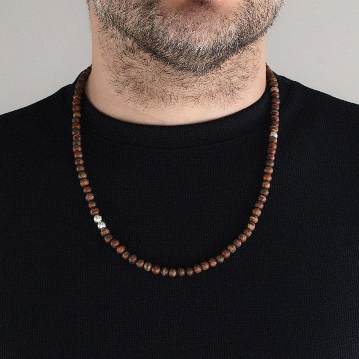 Silver Agate Beaded Necklace