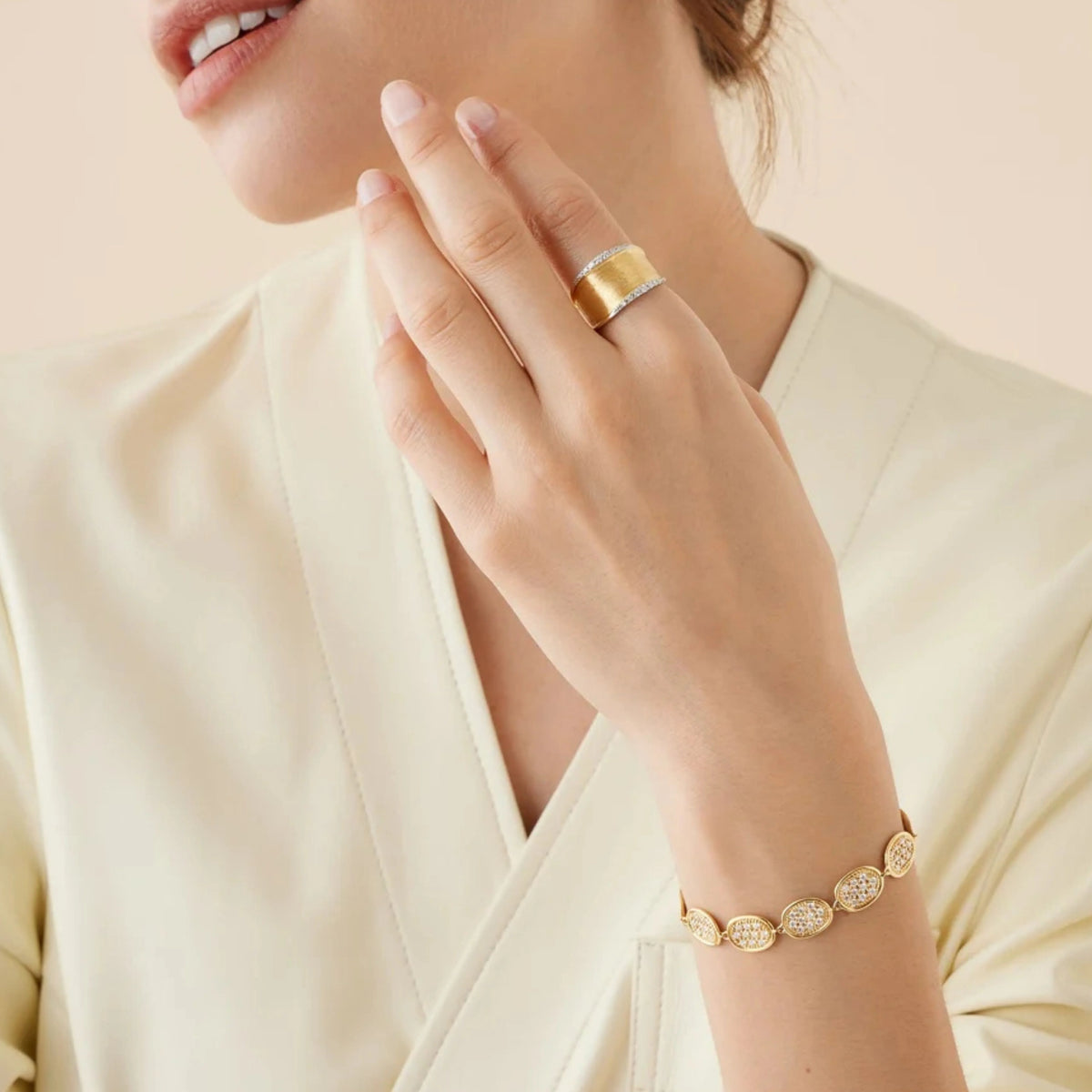Yellow Gold Diamond Petal Bracelet