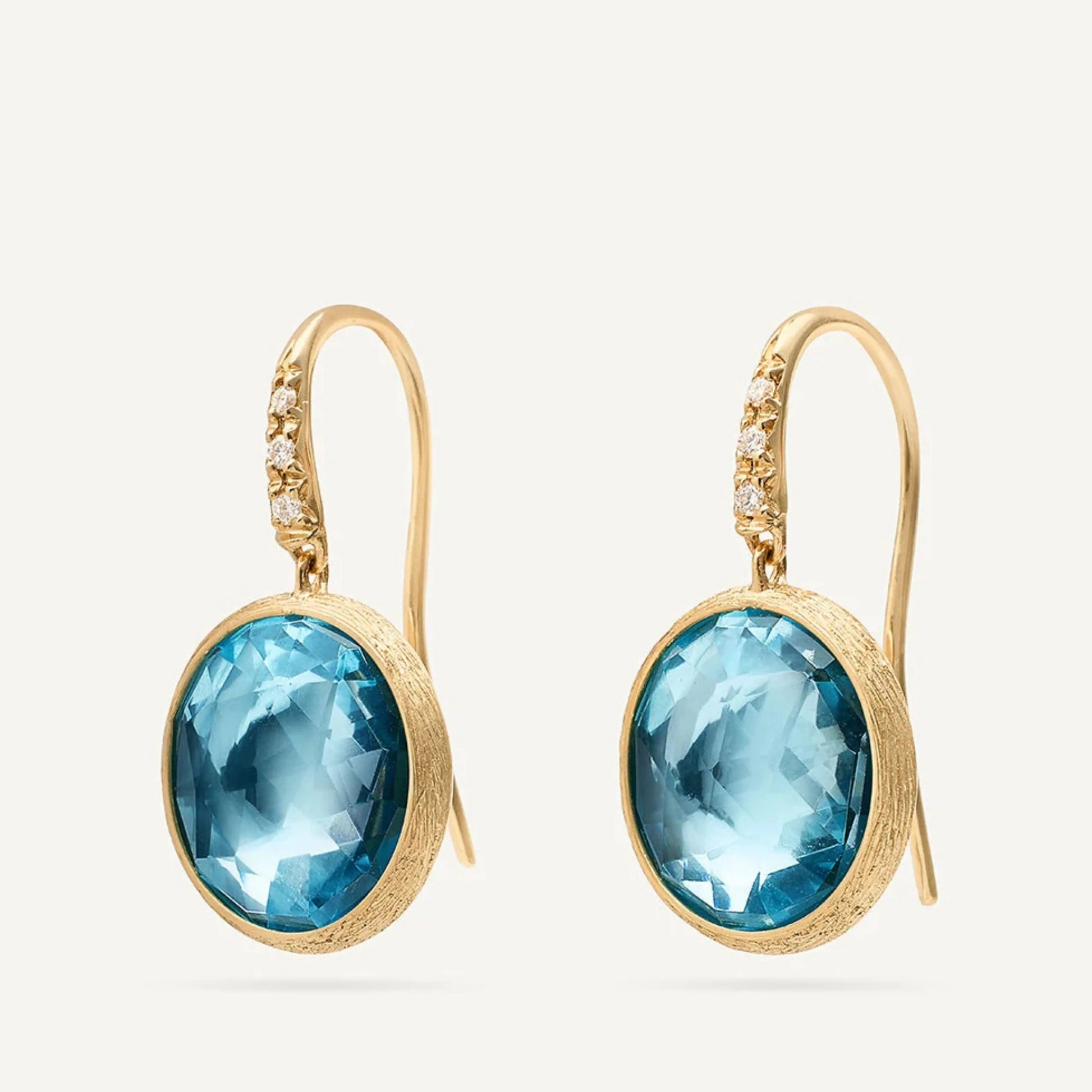 Yellow Gold London Blue Topaz Earrings with Diamonds