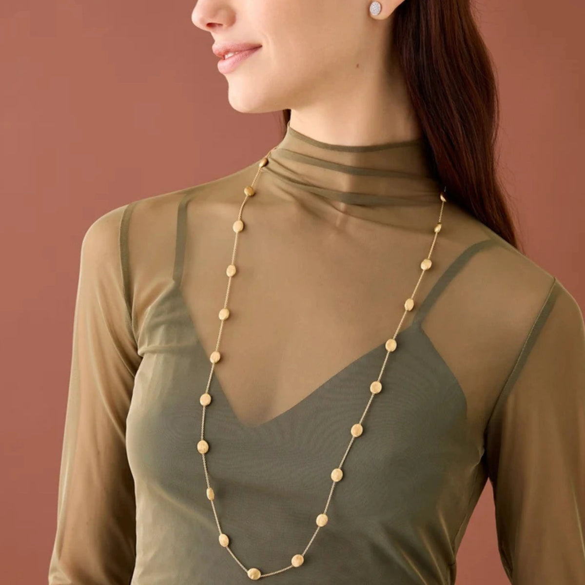 Yellow Gold Large Bean Necklace