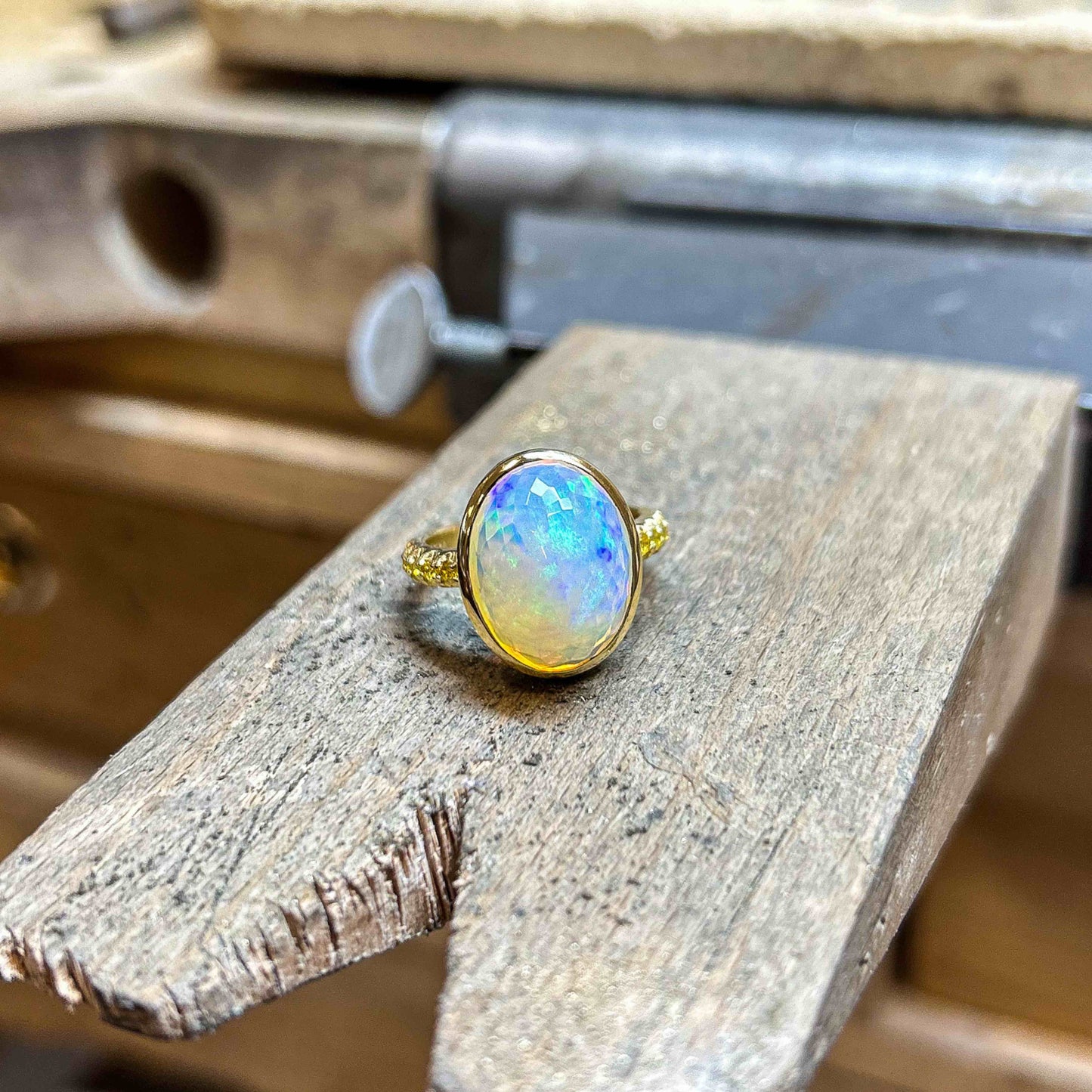 Opal and Yellow Diamond Ring