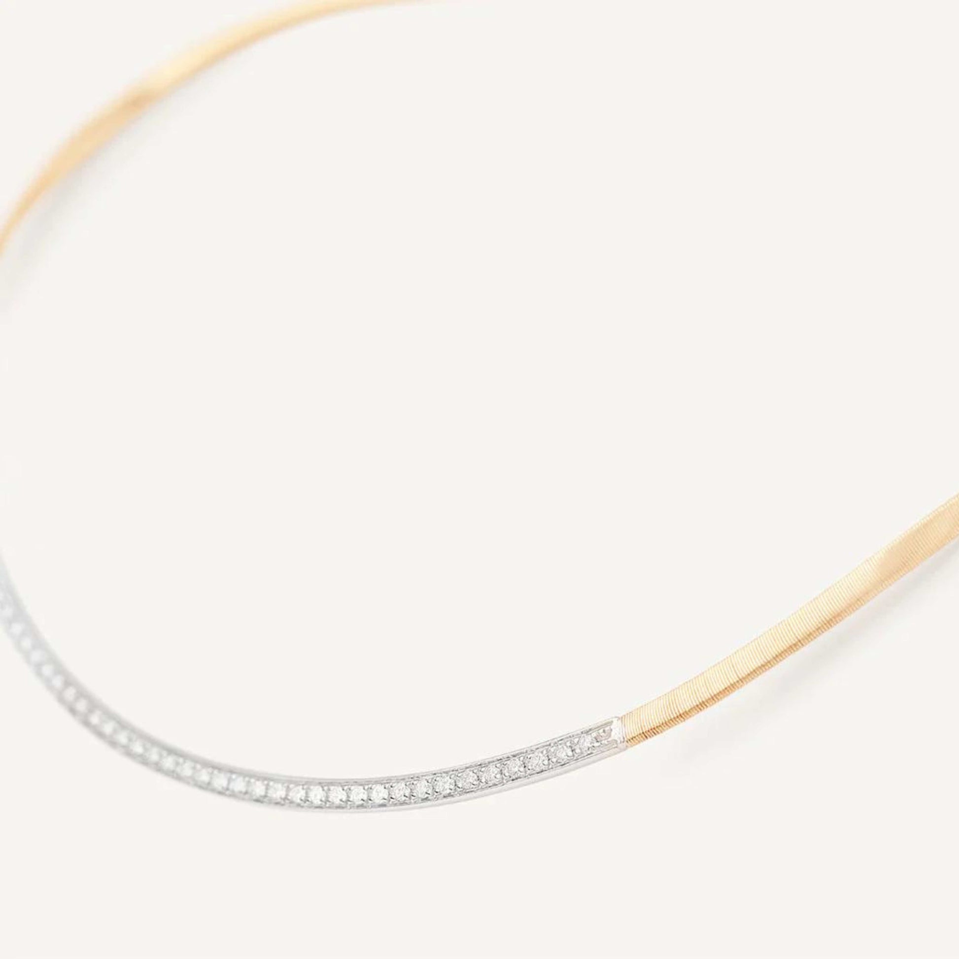 Gold Coil Necklace With Diamond Bar