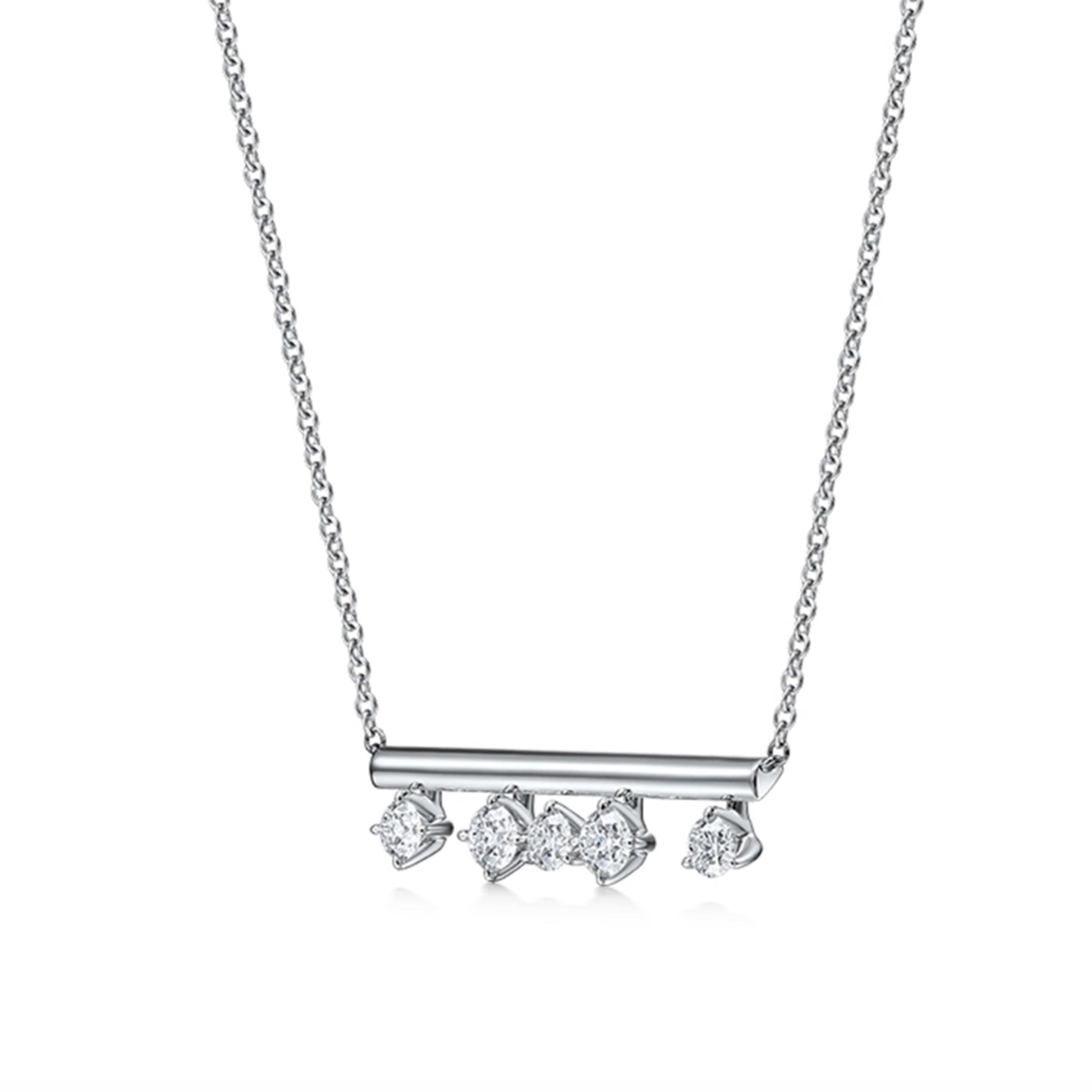  Barre Floating Diamond Pendant Necklace