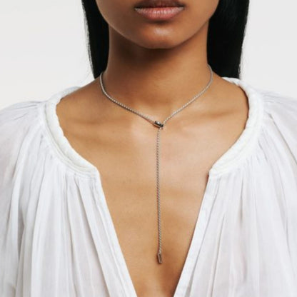 White Gold Adjustable Lariat Necklace