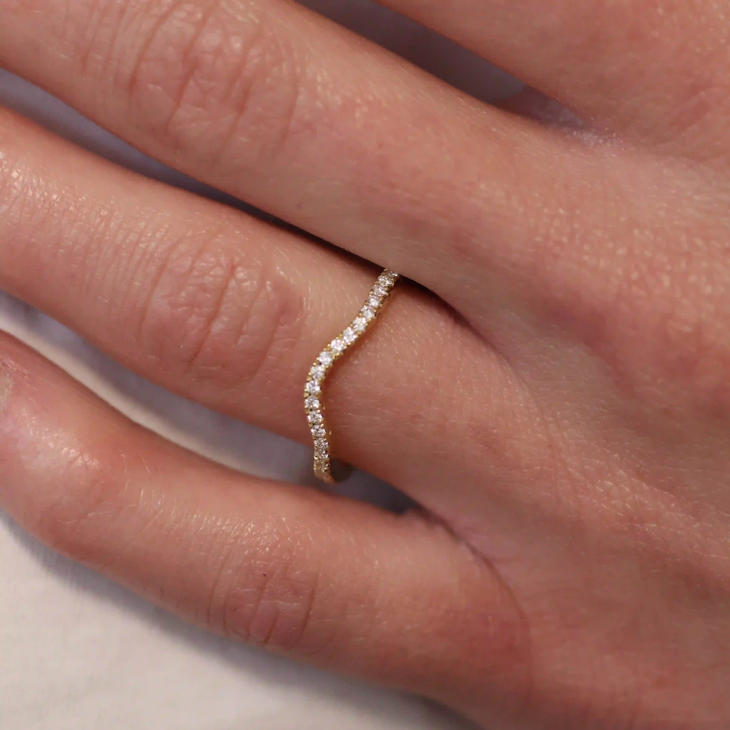 French Pavé Diamonds Wedding Band