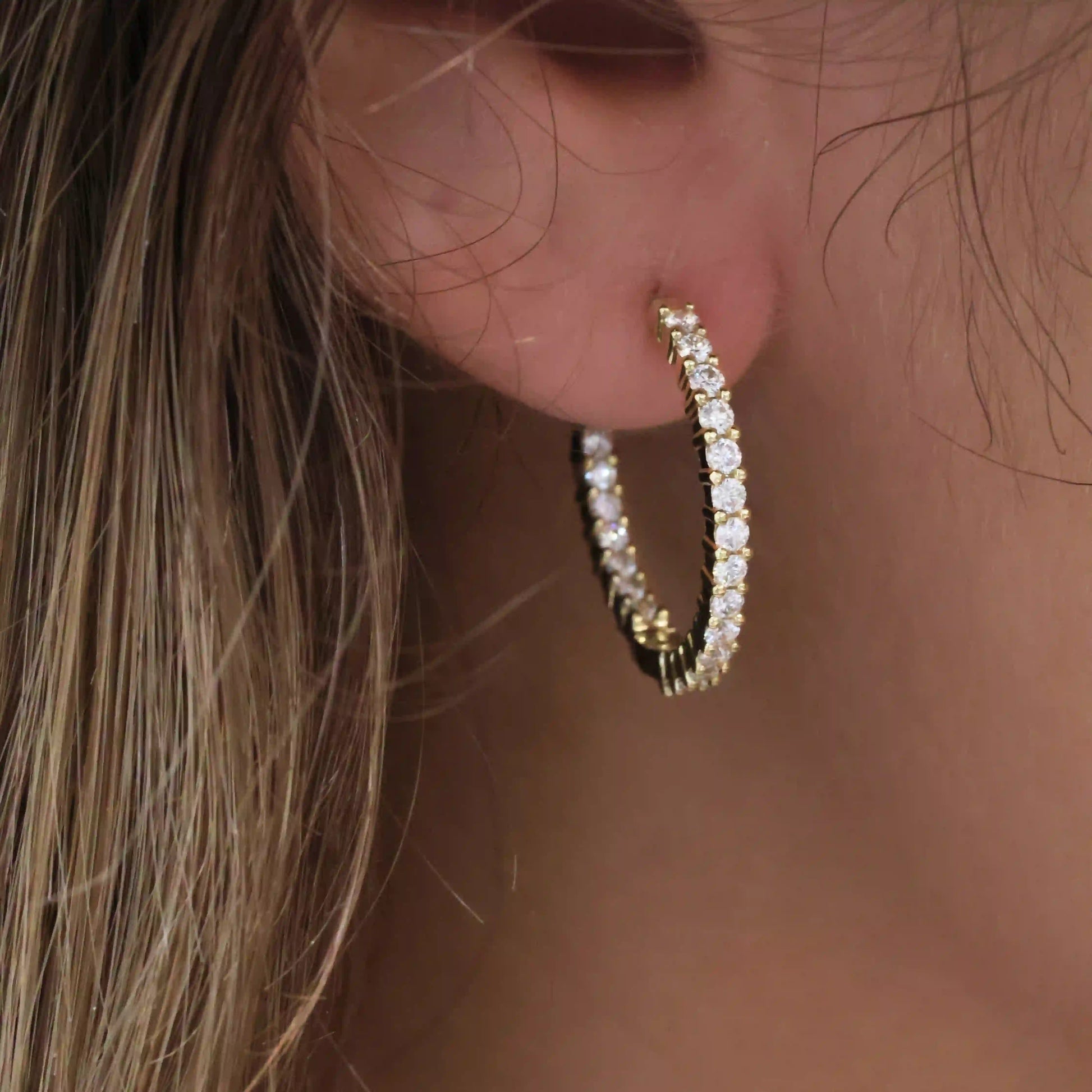 Inside Outside Diamond Hoop Earring