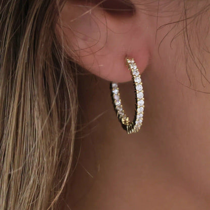 Inside Outside Diamond Hoop Earring