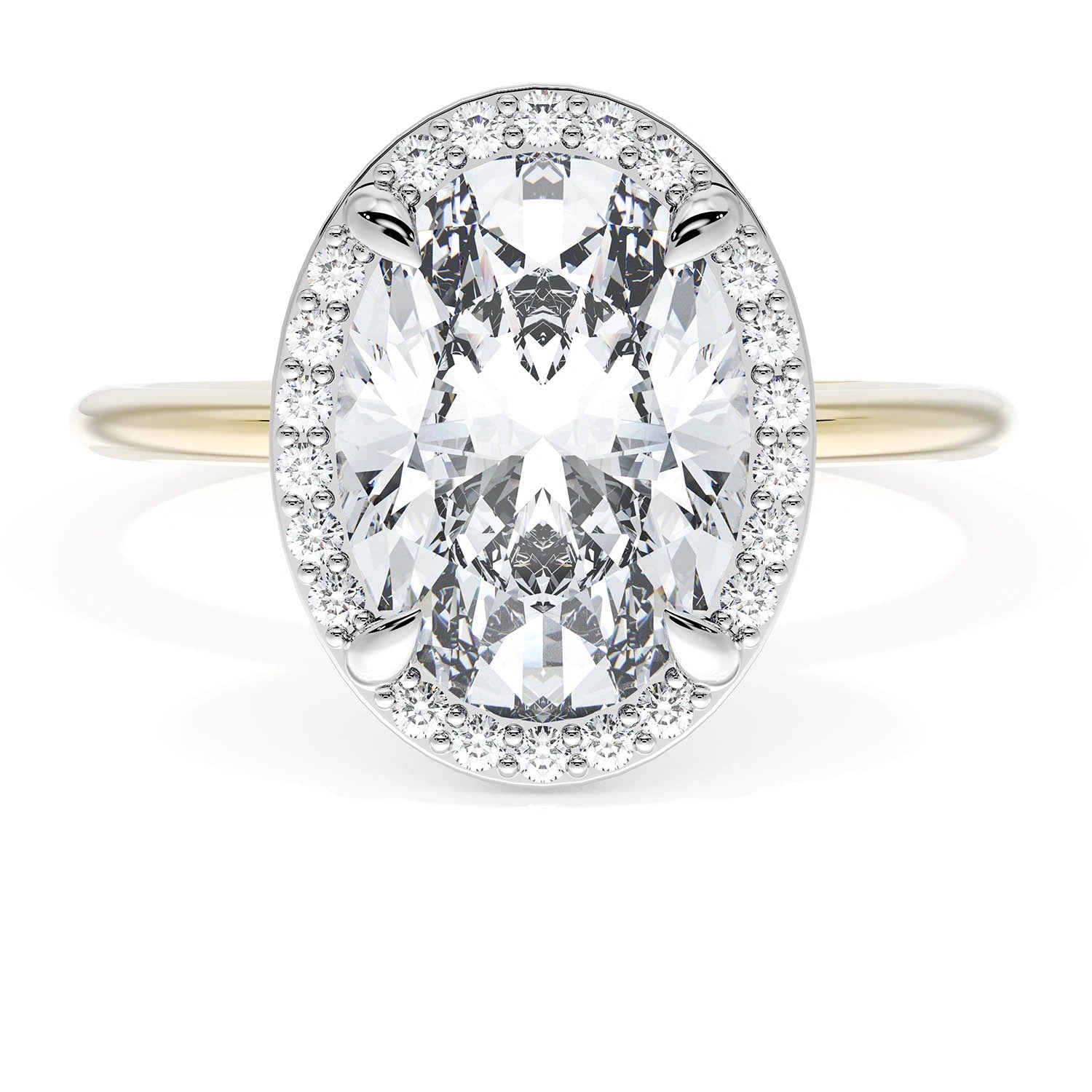 Oval Bloom Two-Tone Engagement Ring