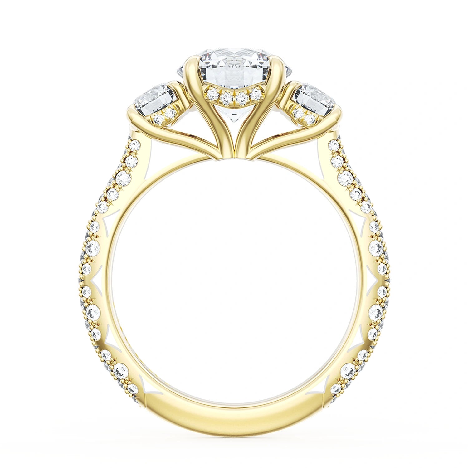 Round 3-Stone Engagement Ring