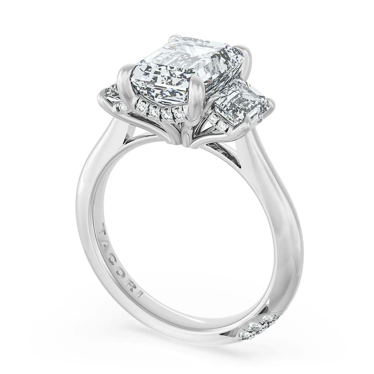  Emerald 3-Stone Engagement Ring