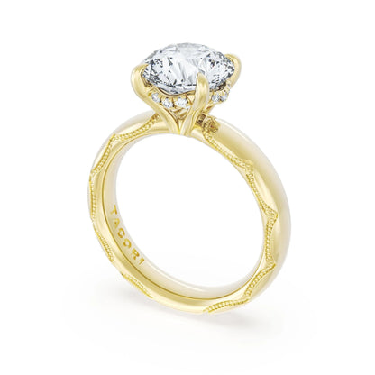 Round Solitaire Cigar Band Engagement Ring