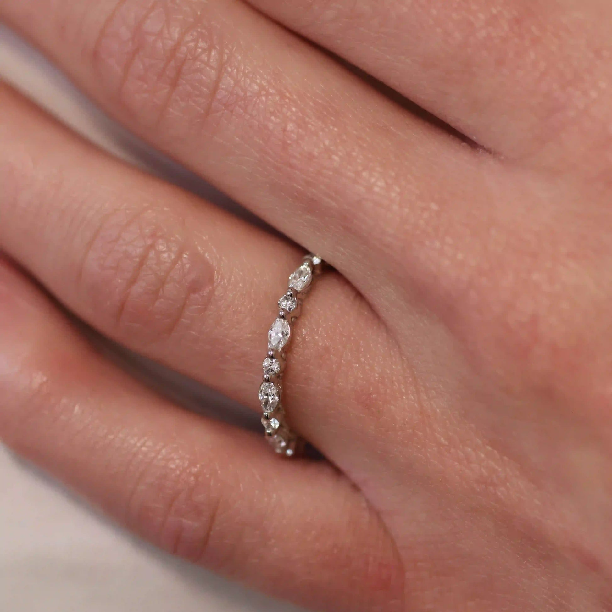 Marquise and Round Diamond Wedding Band