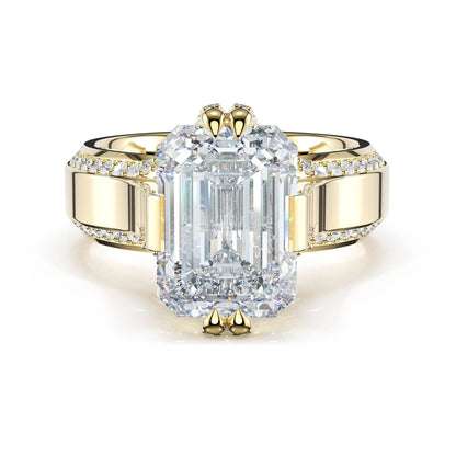 Tacori Sculpted Crescent | Emerald Wide Band Solitaire Engagement Ring