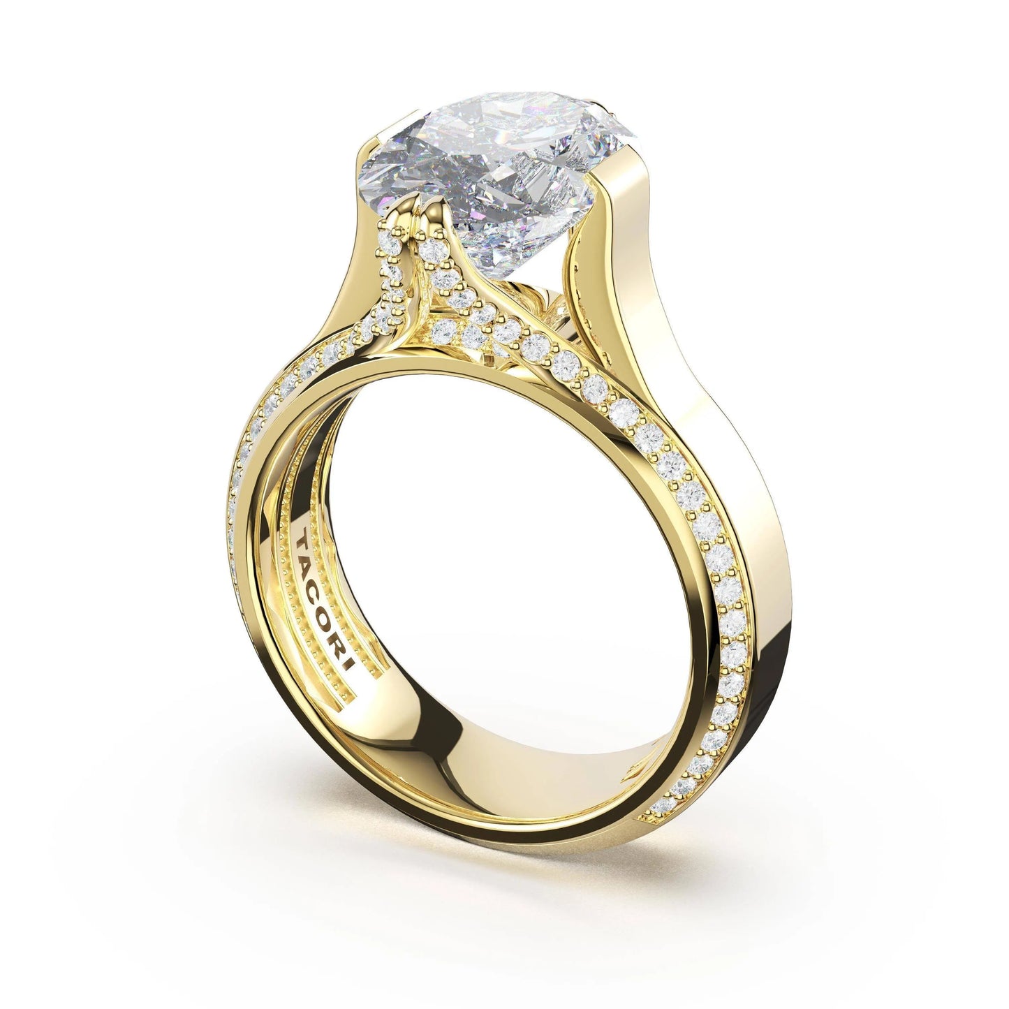 Tacori Sculpted Crescent | Oval Wide Band Solitaire Engagement Ring