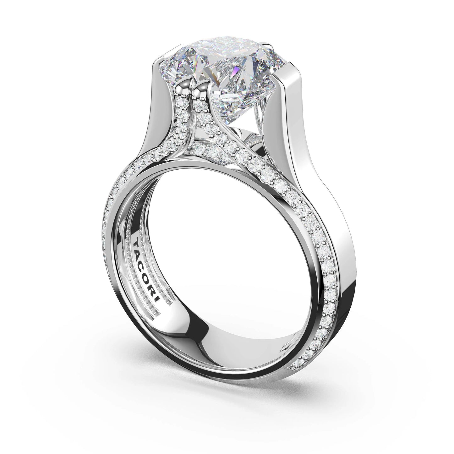 Tacori Sculpted Crescent | Round Wide Band Solitaire Engagement Ring