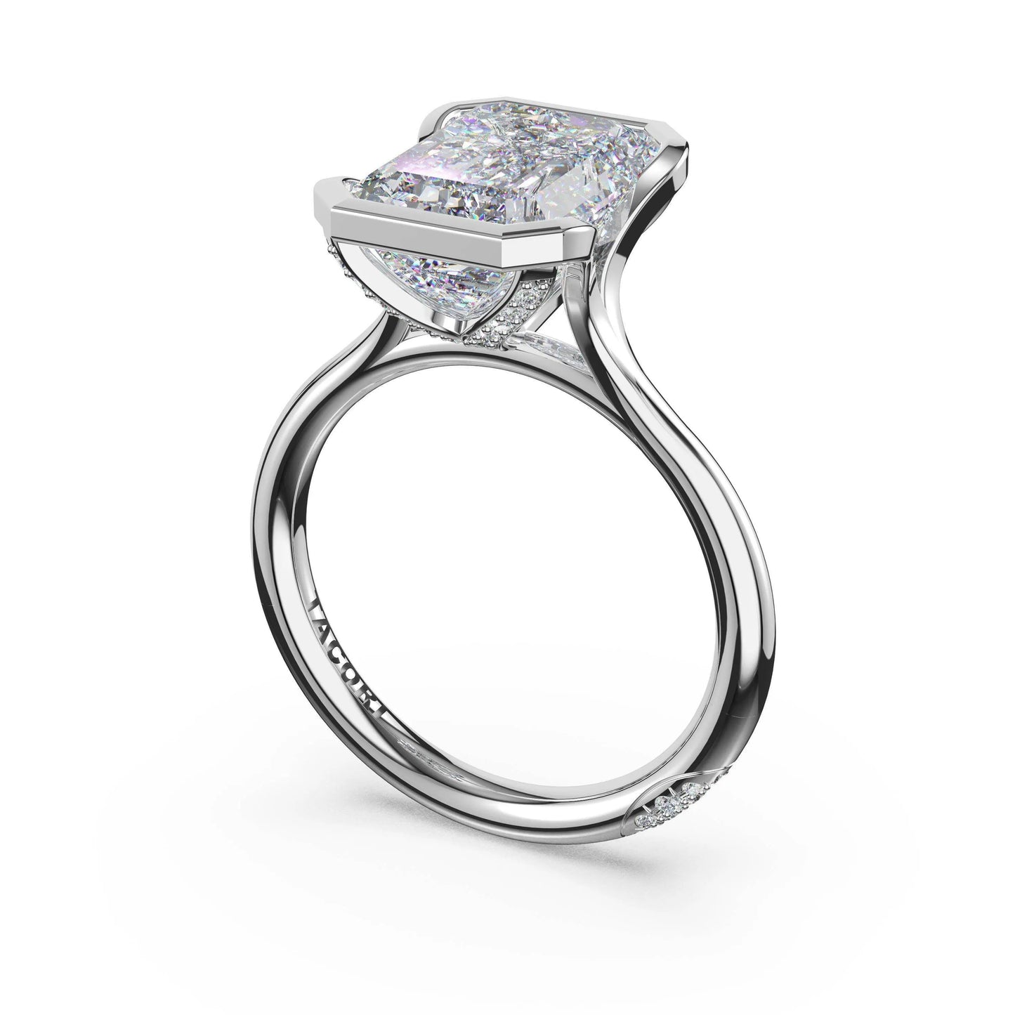 Tacori Founder's Collection | Emerald North/South Semi-Bezel Pavé-Prong Ring