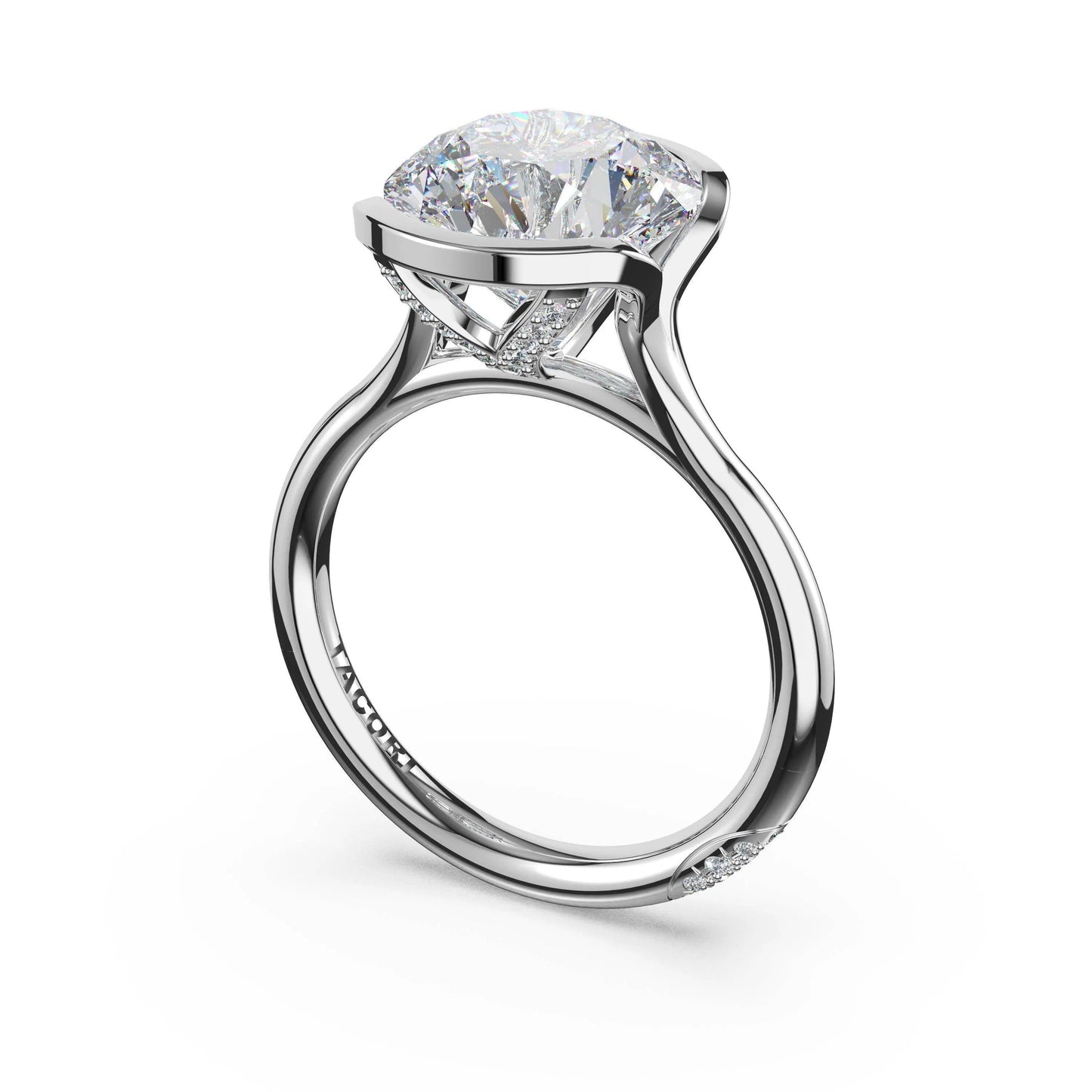 Tacori Founder's Collection | Round North/South Semi-Bezel Pavé-Prong Ring in 18kt White Gold