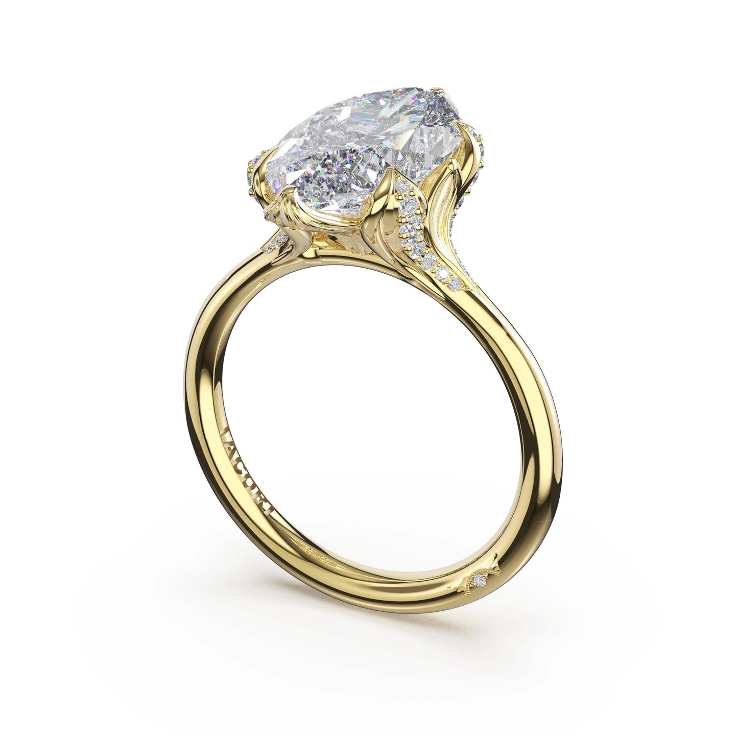 Tacori Sculpted Crescent | Marquise Petal-Crown Pavé Accent Solitaire