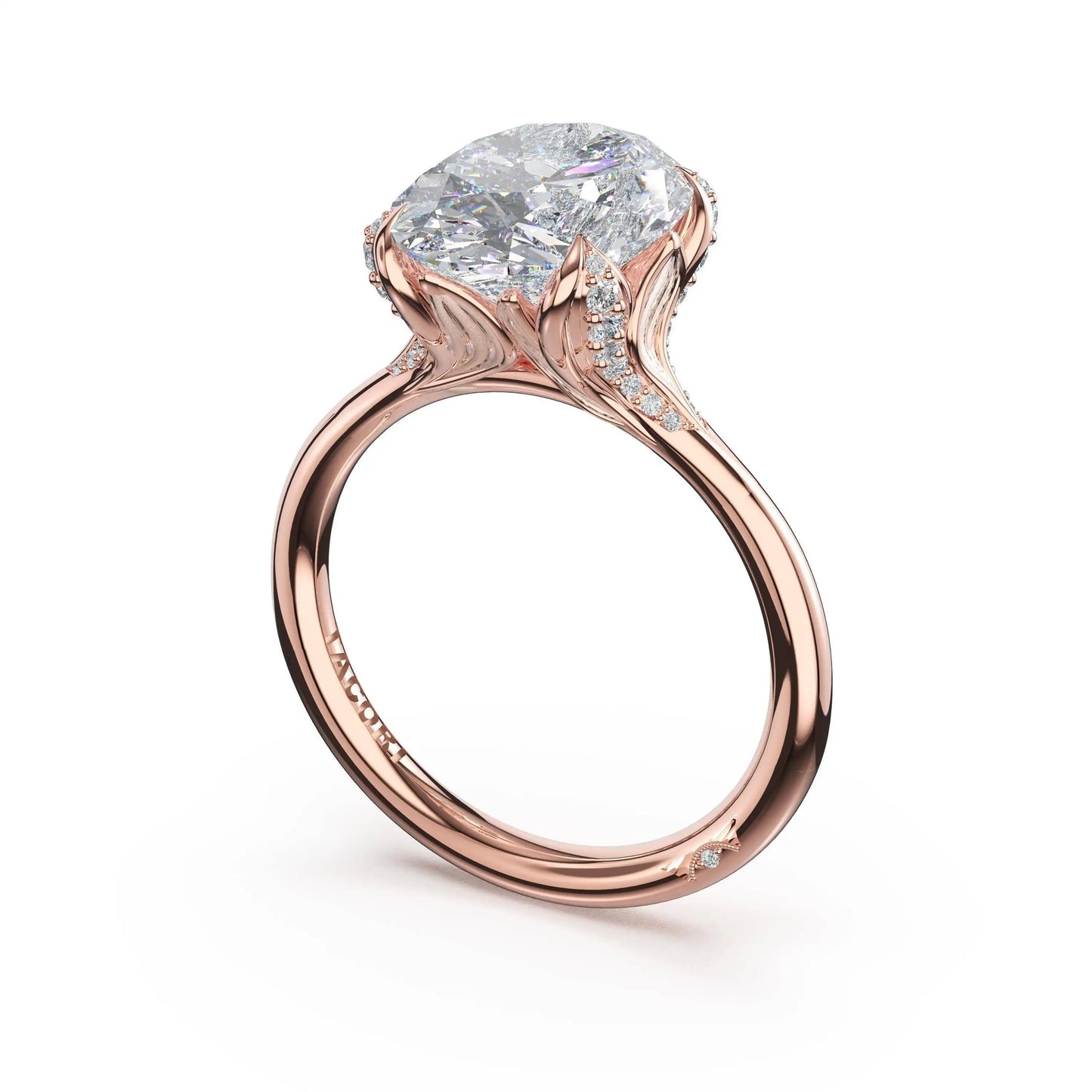 Tacori Sculpted Crescent | Oval Petal-Crown Pavé Accent Solitaire