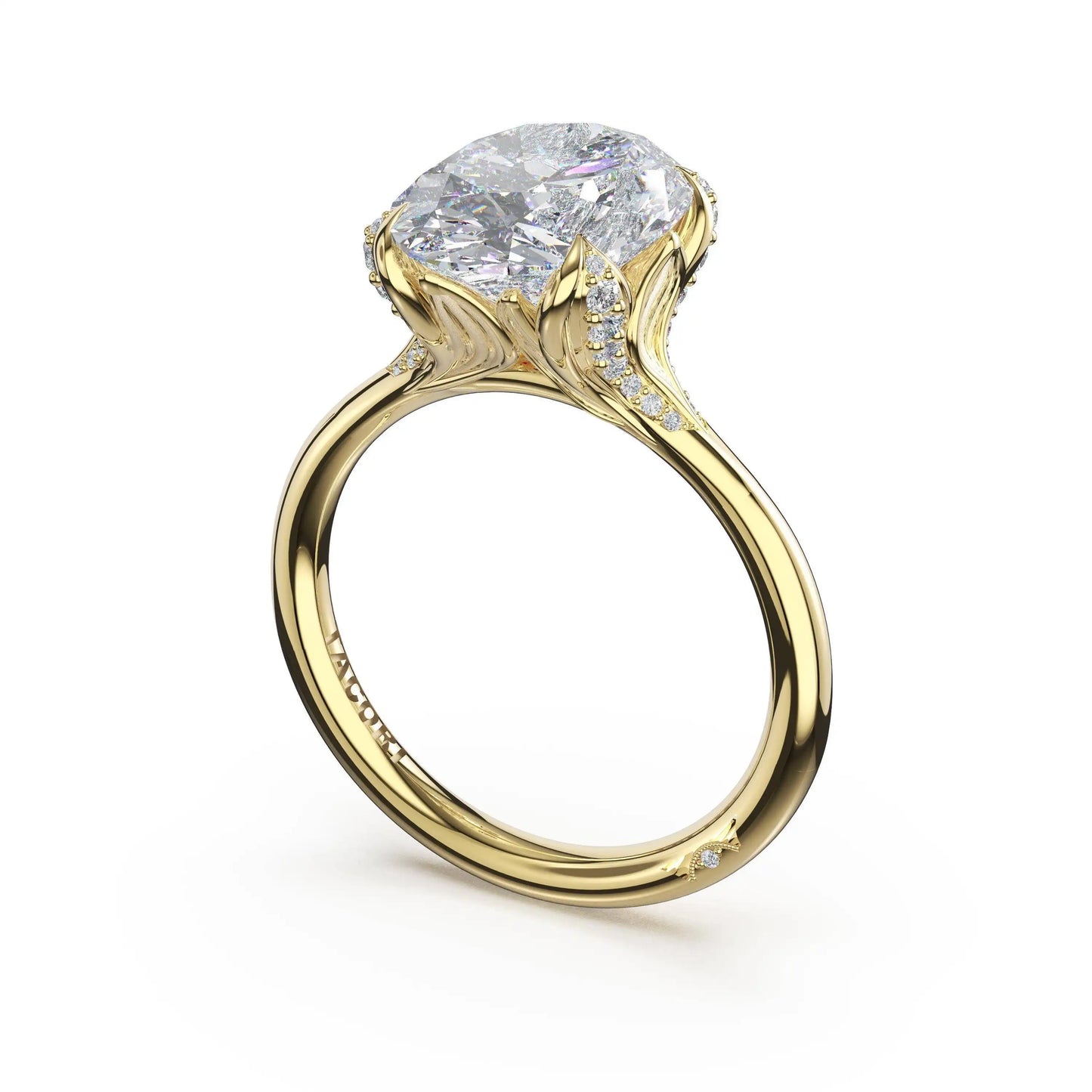 Tacori Sculpted Crescent | Oval Petal-Crown Pavé Accent Solitaire
