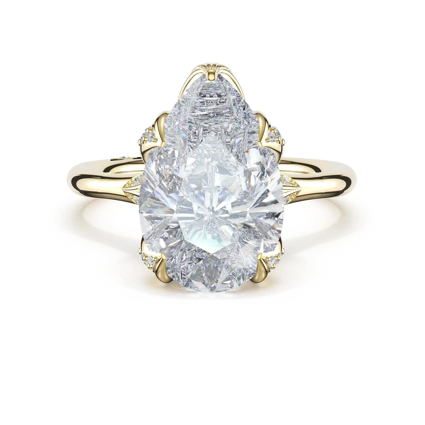 Tacori Sculpted Crescent | Pear Petal-Crown Pavé Accent Solitaire