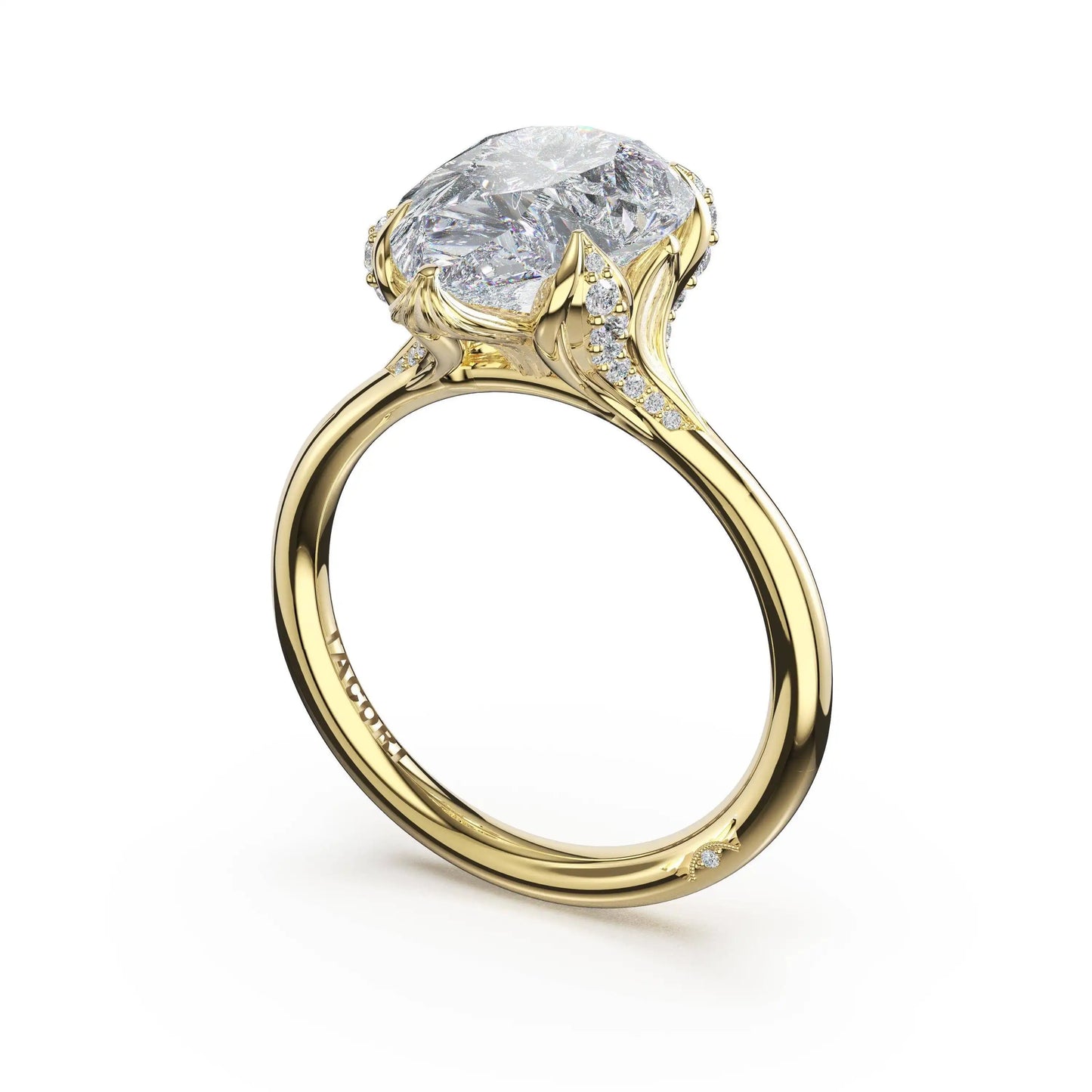 Tacori Sculpted Crescent | Pear Petal-Crown Pavé Accent Solitaire