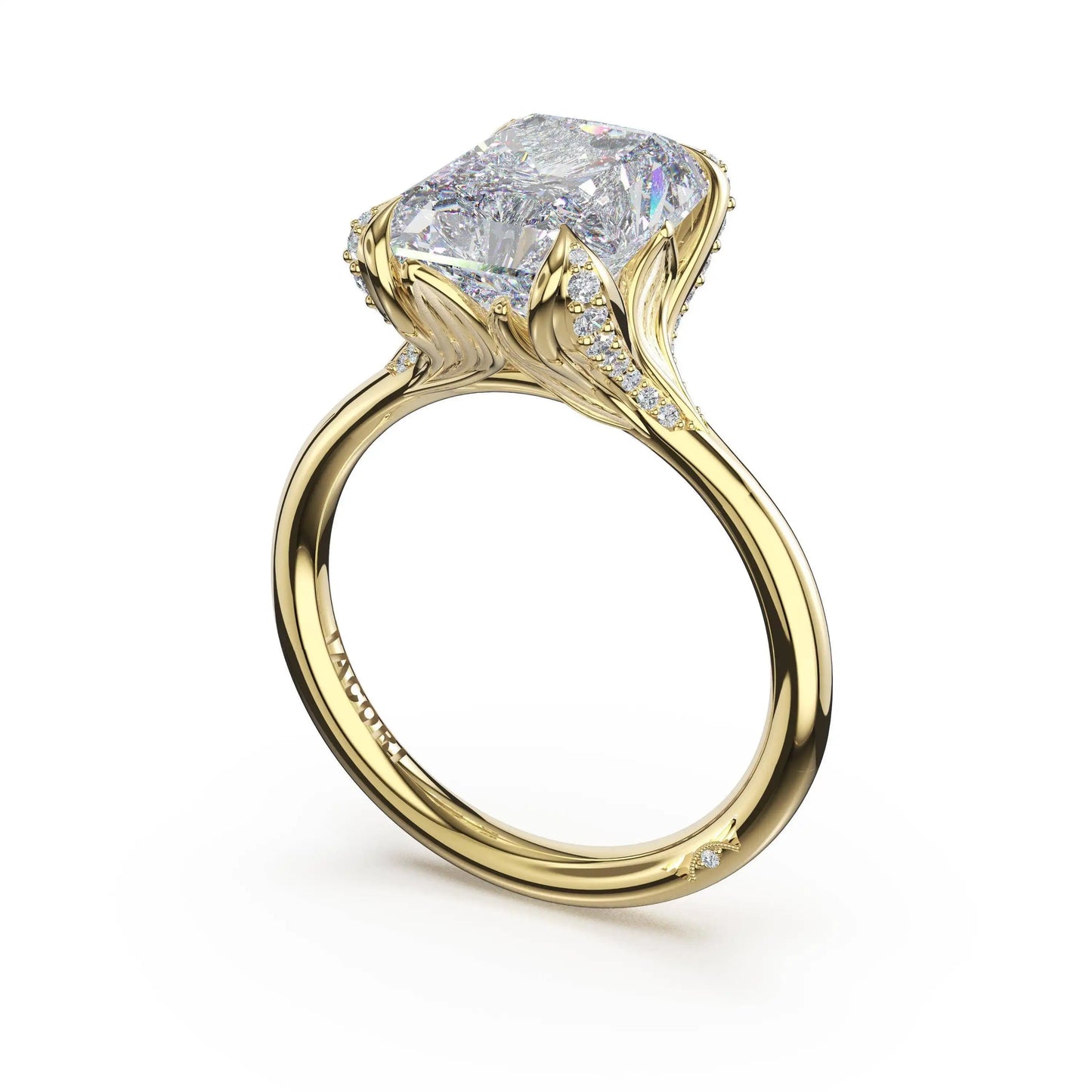 Tacori Sculpted Crescent | Radiant Petal-Crown Pavé Accent Solitaire