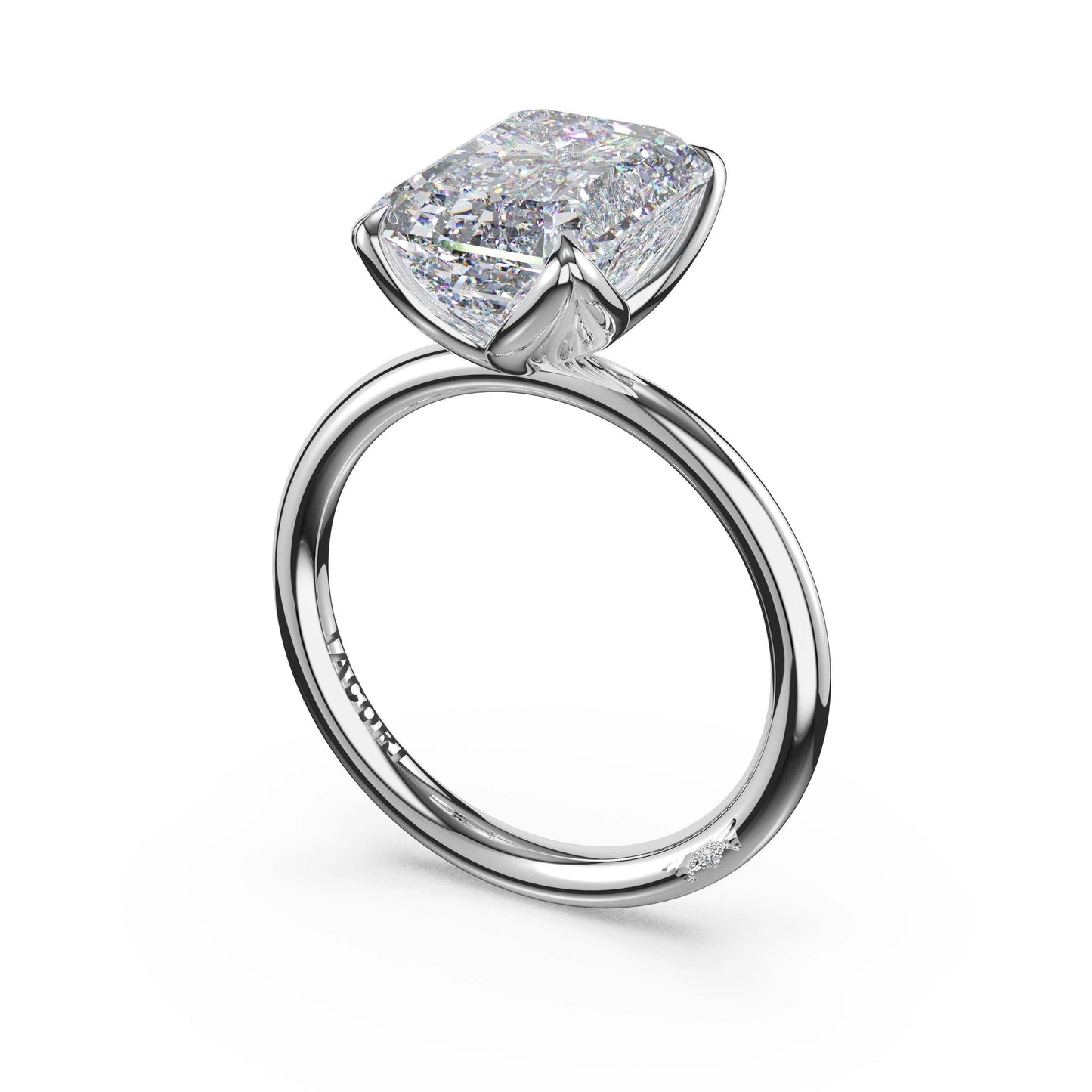 Tacori Sculpted Crescent | Emerald Sculpted Petal-Prong Solitaire