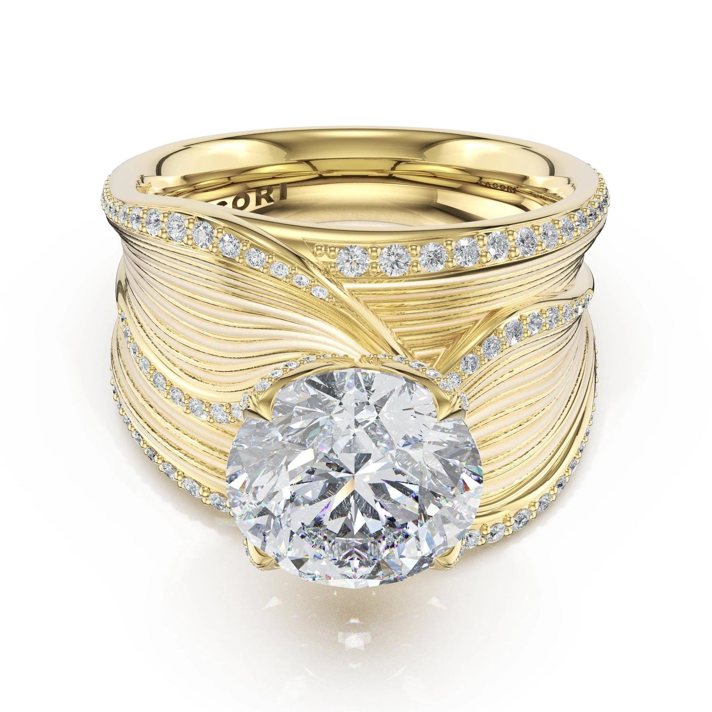 Sculpted Crescent | Dahlia Sculpted Double-Petal Pavé Ring