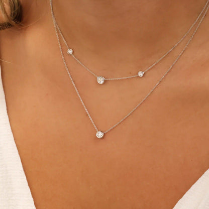 Diamond 3 Station Necklace