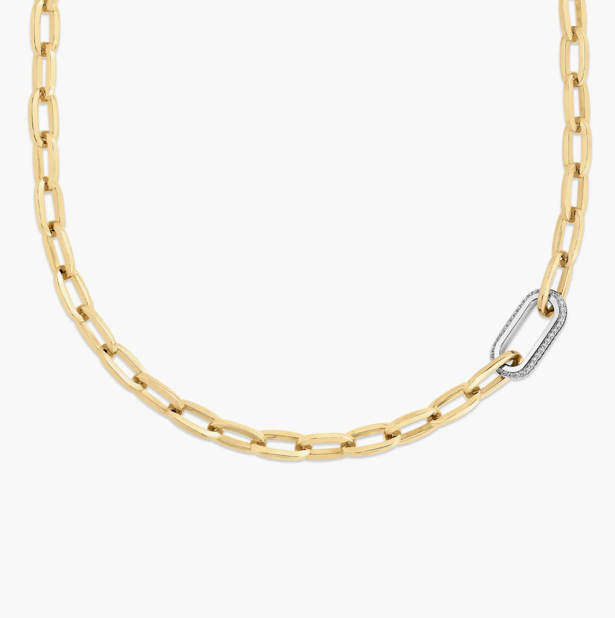 Diamond Paperclip Link Chain Necklace