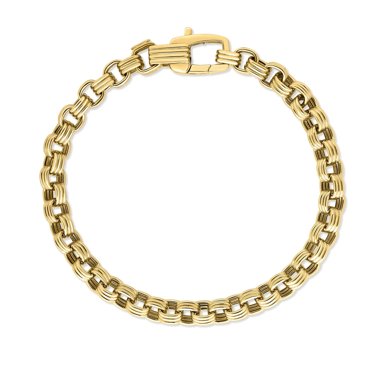 Ridged Round Link Chain Bracelet