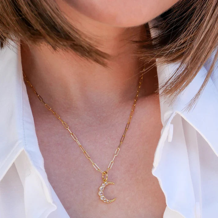 White Diamond Crescent Pendant