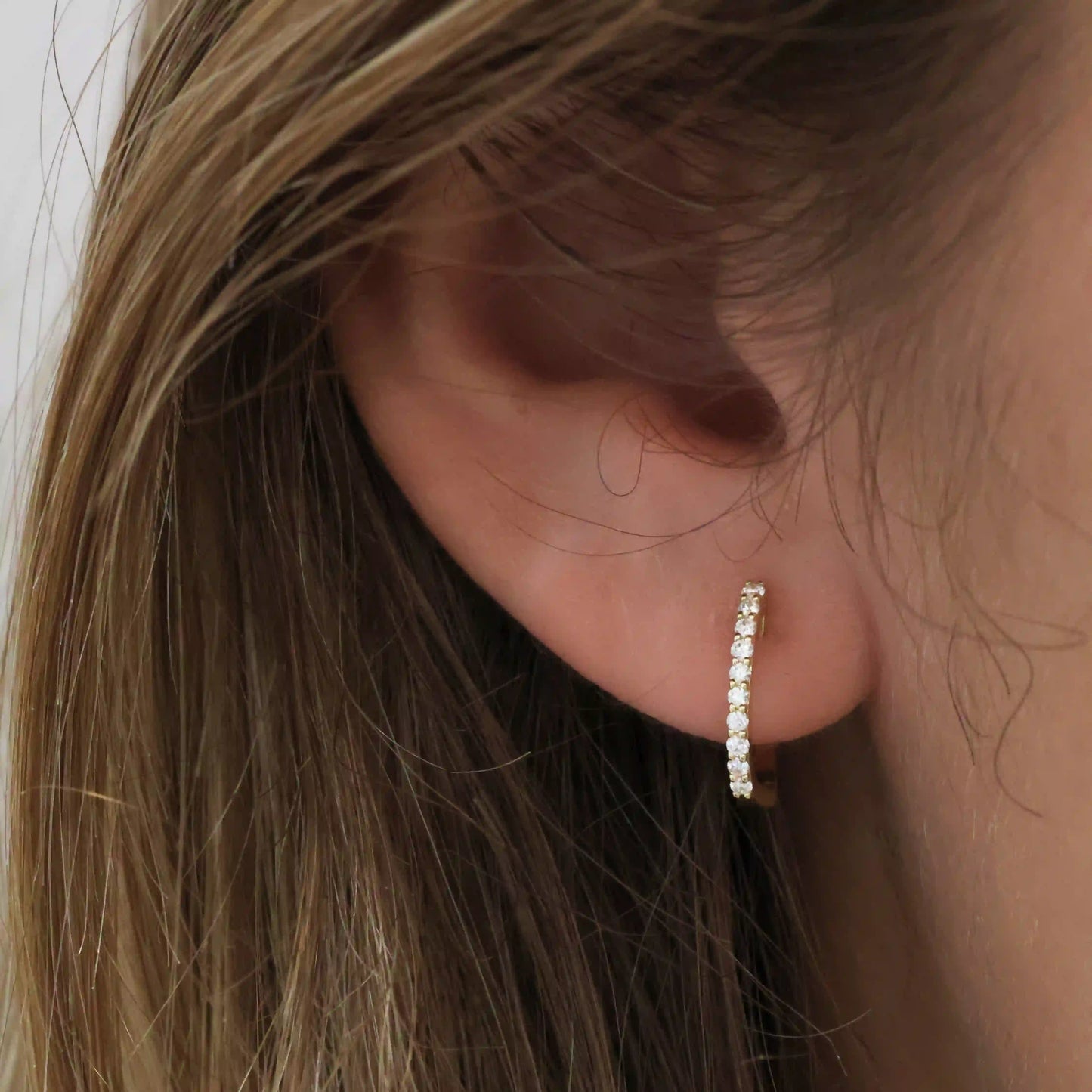 Roberto Coin Gold Diamond Hug Earrings