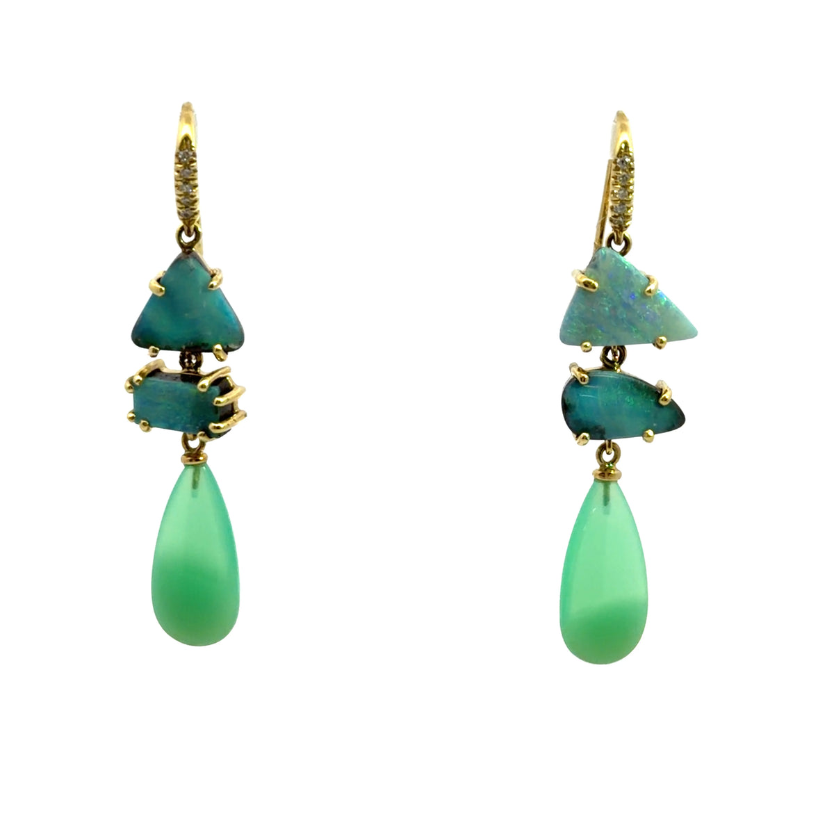 Opal and Chrysoprase Earrings