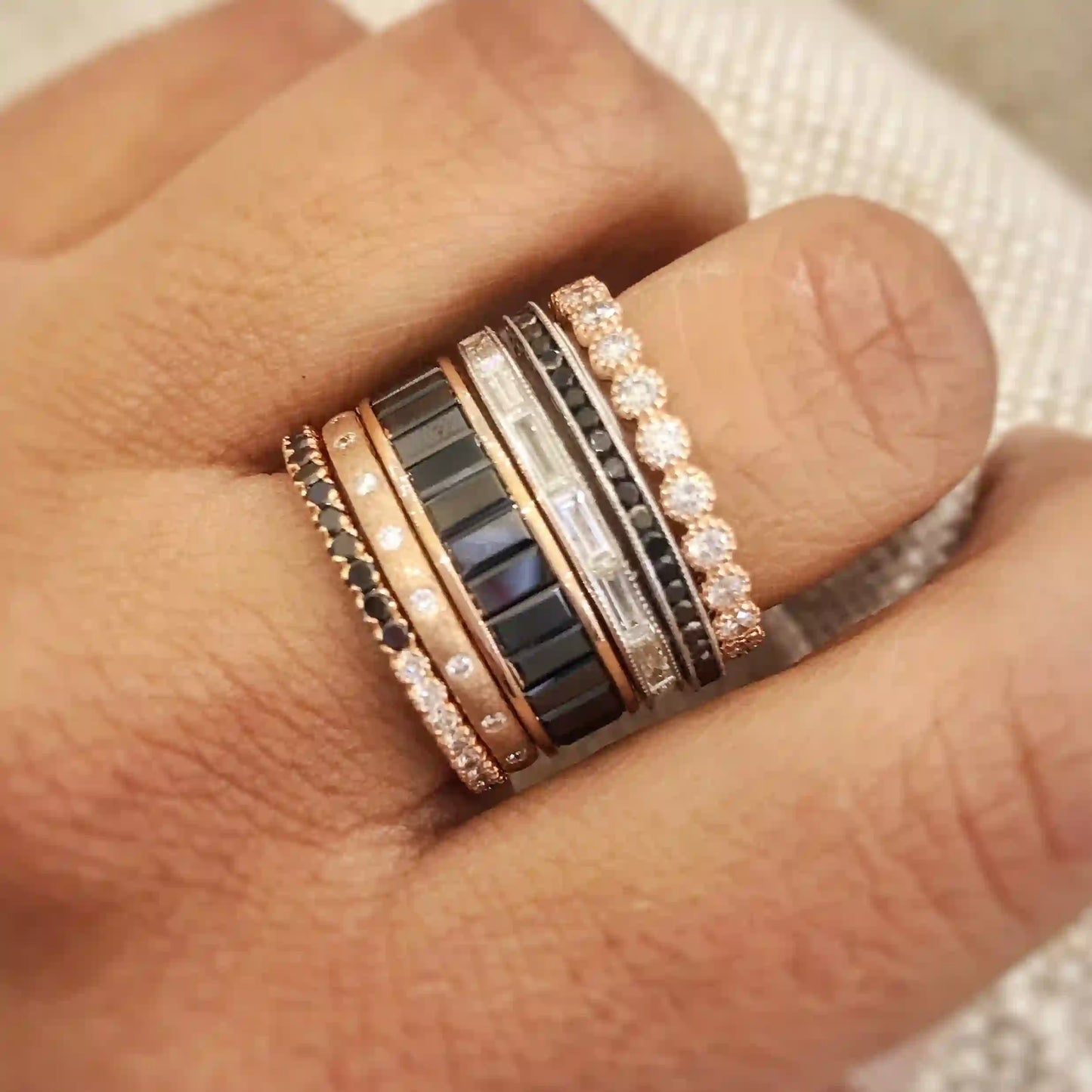 Sethi Couture Yin-Yang Prong White & Black Diamond Band