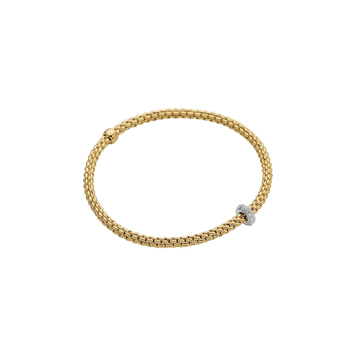 gold flex it bracelet with diamond bead
