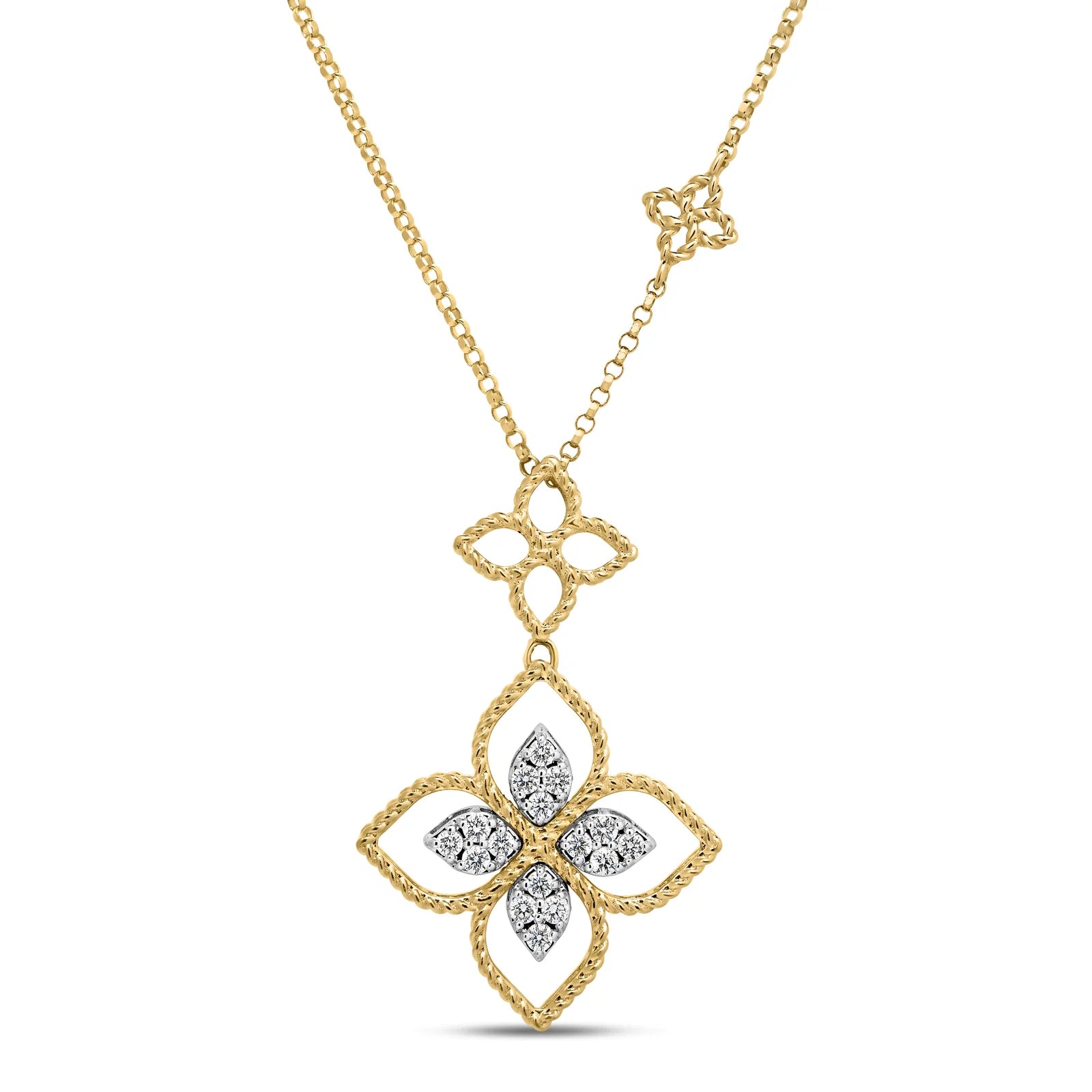 Diamond Double Flower Necklace