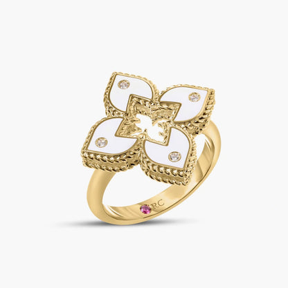 Venetian Princess Diamond & White Enamel Ring