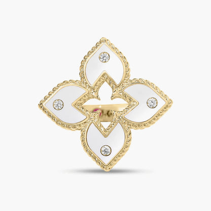 Venetian Princess Diamond & White Enamel Ring