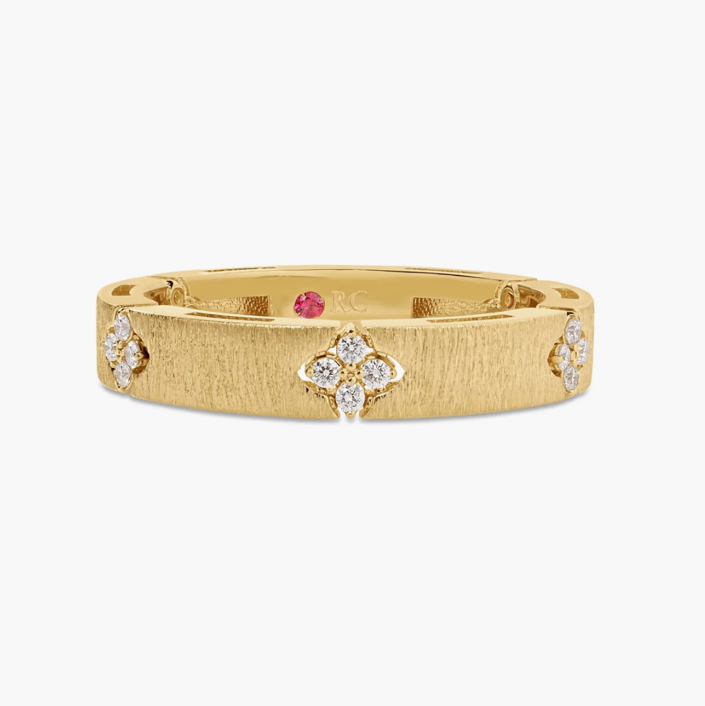 Narrow Diamond and Satin Finish Ring