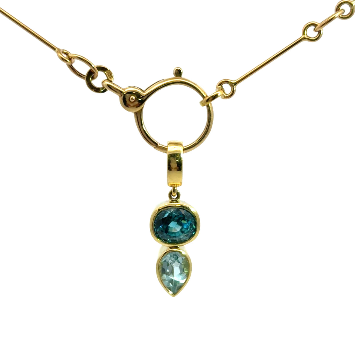 Blue Zircon & Topaz Pendant