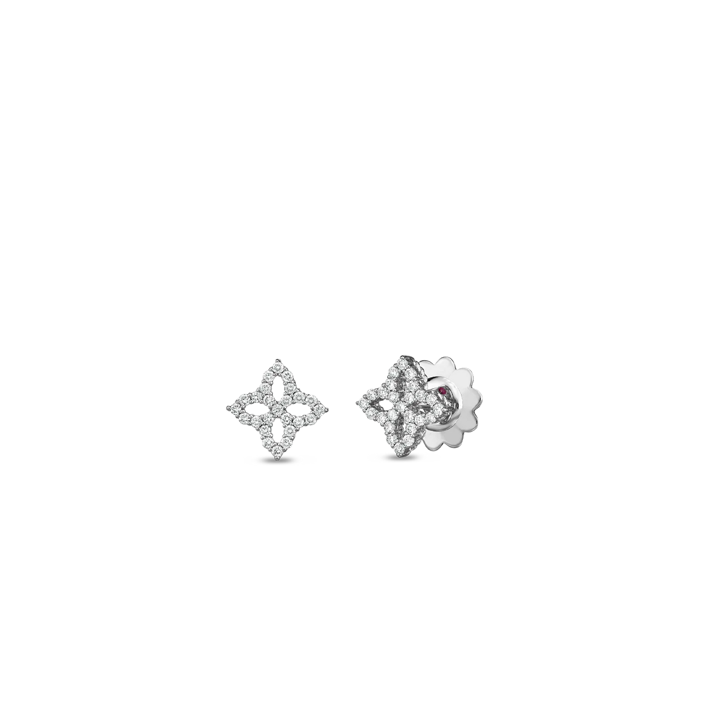 Diamond Princess Outline Small Flower Stud Earrings