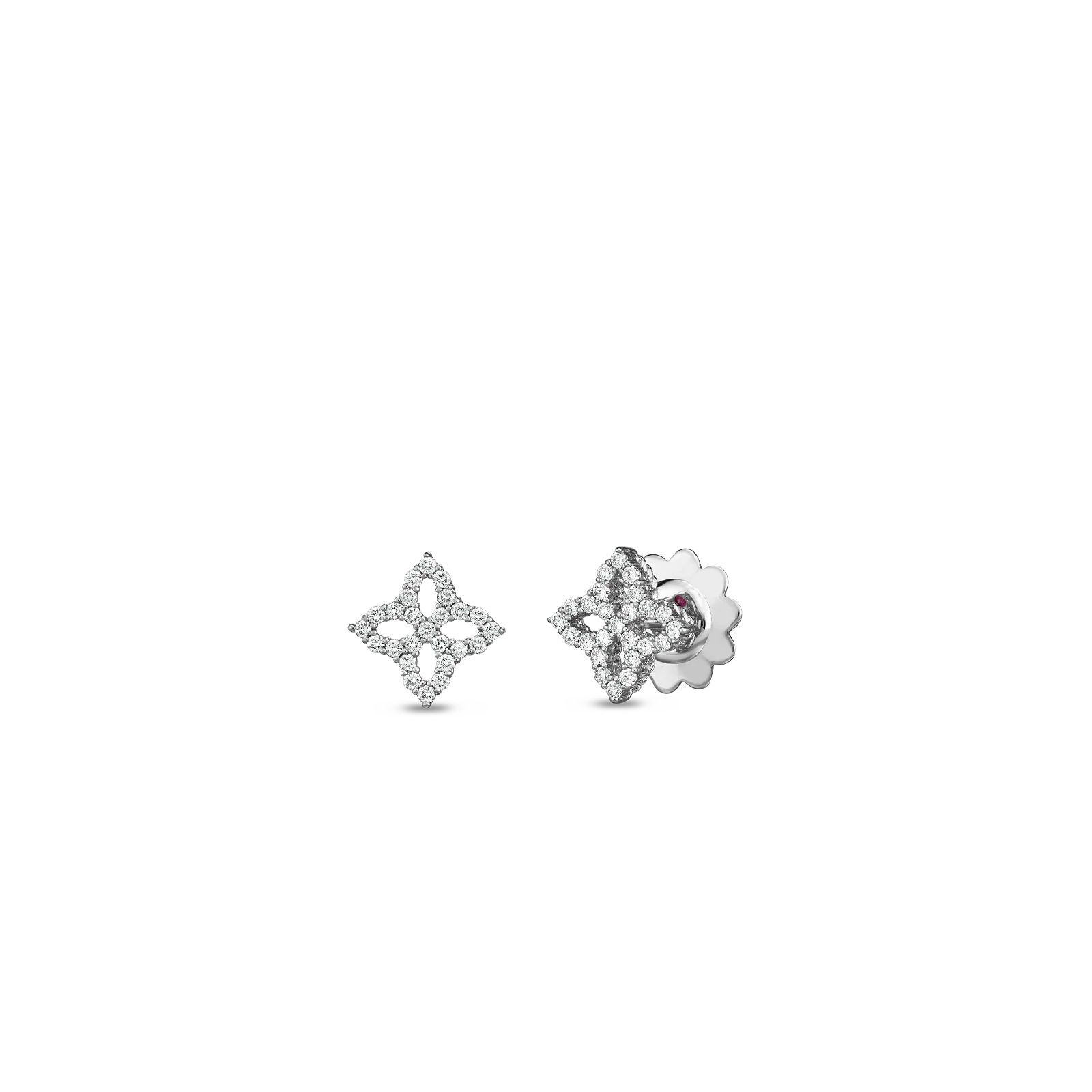 Diamond Princess Outline Small Flower Stud Earrings