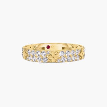 Pavé Diamond and Polished Flower Ring