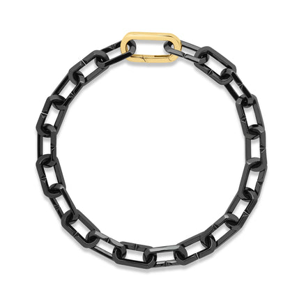 Black Ceramic Enamel Link Chain Bracelet